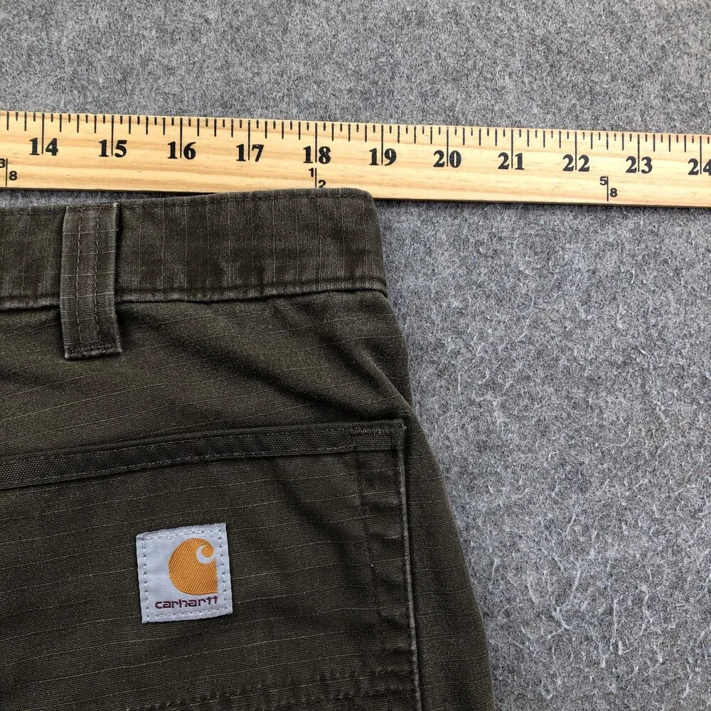 Carhartt Pants Mens 38x34 Green Canvas Cargo Relaxed Straight Workwear B342